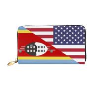 Coin Purse Wallet Drapeau De L'Amitié Entre L'Amérique Et Le Swaziland Cuir Portefeuille Élégant Porte-Monnaie Original Retro Porte-Feuille en Cuire pour Amoureux, Fille, Prof