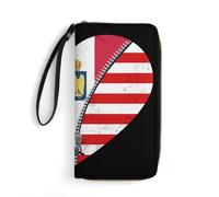 Coin Purse Wallet Drapeau du Coeur De L'Amérique Et Drapeau Français Cuir Portefeuille Original Retro Porte Monnaie Femme Souple Porte-Feuille en Cuire pour Ami, Homme, Prof