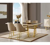 Coin repas de luxe Table de salle à manger Chaises Beige Set 11pcs Salle à manger JVmoebel