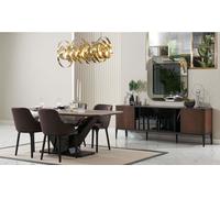 Coin repas Ensemble de meubles de salle à manger 9pcs Bois Marron Table