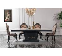 Coin repas Salle à manger Table et chaises en bois Set 9pcs Gris Baroque