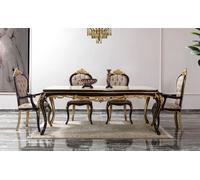 Coin repas Table de salle à manger Chaises en bois 9pcs Marron Baroque