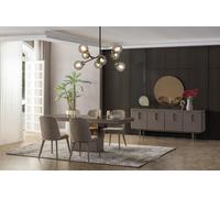 Coin repas Table de salle à manger Chaises Gris Bois Set 9pcs Moderne