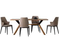 Coin repas Table de salle à manger Ensemble de chaises 5pcs Bois brun