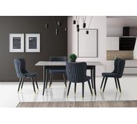 Coin repas Table de salle à manger extensible Chaises 5pcs Salle à manger Gris Table