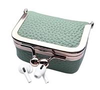 Coin Schech Women - Sac Cosmétique Pour Le Maquillage | Purs À Main De Monnaie En Cuir, Petit Sac À Main En Argent, Sac À Main Portable Avec Serrure De Baiser Pour Le Rouge À Lèvres Du Casque De Clé D