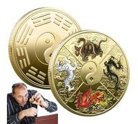 Coin - Tai Chi Commémorative Metal Charm Token, I Ching Amulet | À Gratter pour Les Billets De Loterie, Symbole De Fortune en Laiton pour Décoration, Culturel Collection