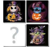 Coinsyyds Peinture par numéros avec cadre - 4 pièces - Halloween - Kit de peinture sur toile pour débutants - Sans dents - Baby Yoda - Peinture à l'huile - Horreur Jack Skellington - Pour la