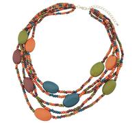 Coiris Collier plastron multicolore à 5 couches de perles en bois pour femme (N0019), Bois