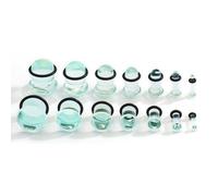Coiris Lot de 14 écarteurs d'oreille en verre 2 mm à 14 mm - Écarteurs d'oreille courts en verre pour oreilles - Ensemble de bijoux de piercing en forme de dôme, 2MM-14MM（7Pairs）, Verre, Pas de gemme
