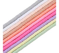 COIRIS Lot de 3400 perles Heishi en vinyle faites à la main - Perles d'espacement plates en argile polymère de 6 mm pour fabrication de bijoux (RT-Macaron Mix-6)