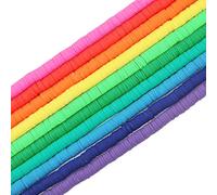 COIRIS Lot de 3400 perles Heishi en vinyle faites à la main - Perles d'espacement plates en argile polymère de 6 mm pour fabrication de bijoux (RT-Rainbow Mix-6)