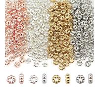 COIRIS Lot de 720 perles intercalaires en forme de marguerite de 6 mm en métal plaqué rhodium doré et argenté pour bracelet, collier, boucles d'oreilles, bijoux (RT-CCB4)