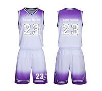 COITROZR Maillot de basket-ball personnalisé pour enfants, short de basket-ball adulte T-shirt 2 pièces, personnalisez votre nom, numéro et équipe, blanc, Taille Unique