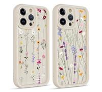 Coiwxmoi 2 Pièces Coque pour iPhone 12 Pro Max 6,7", Aesthetic Fleur Pflanzen Mignon Motif Design Étui pour Femmes Fille, Silicone Housse Caméra Protecteur Cover Case pour iPhone 12 Pro Max, Flower