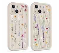 Coiwxmoi 2 Pièces Coque pour iPhone 14 6,1", Aesthetic Fleur Pflanzen Mignon Motif Design Étui pour Femmes Fille, Silicone Housse Antichoc Caméra Protecteur Cover Case pour iPhone 14, Flower