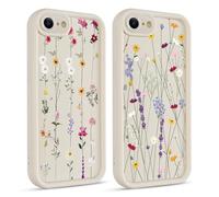 Coiwxmoi 2 Pièces Coque pour iPhone 7/8/SE2020/SE2022 4,7", Aesthetic Fleur Pflanzen Mignon Motif Design Étui pour Fille, Silicone Housse Antichoc Caméra Protecteur Cover Case pour iPhone SE, Flower