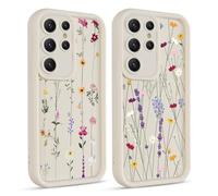 Coiwxmoi 2 Pièces Coque pour Samsung Galaxy S25 Ultra 5G 6,8", Aesthetic Fleur Pflanzen Mignon Motif Design Étui pour Femmes Fille, Silicone Housse Caméra Protecteur Cover Case, Flower