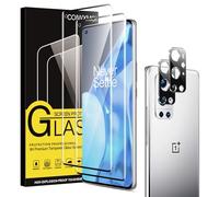 Coiwxmoi 2 Pièces Verre Trempé pour OnePlus 9 Pro 5G 6,7" + 2 Pièces Caméra Protecteur, Ultra Résistant Film Protection écran, Dureté 9H Glass, Sans Bulles D'air, HD Transparent Vitre Protection
