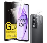 Coiwxmoi 2 Pièces Verre Trempé pour OPPO A80 5G + 2 Pièces Caméra Protecteur, Ultra Résistant Film Protection écran, Dureté 9H Glass, Sans Bulles D'air, Anti-Rayures HD Transparent Vitre Protection