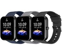 Coiwxmoi 3 Pièces Bracelet pour Amazfit GTS 2 Mini/4 Mini/GTS 2 2e 3 4 42mm/Amazfit Bip 3/Bip S/Bip S Lite/Bip Lite/Bip U pro, 20mm Souple Silicone Bracelets Sport Remplacement, Noir/Gris/Bleu Foncé