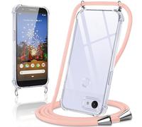 Coiwxmoi Coque avec Cordon pour Google Pixel 3a 5.6",Collier Réglable Téléphone Étui Portable Lanyard Case Transparent Ultra Souple Silicone TPU Housse Antichoc Protection Cover pour Google 3a,Or Rose