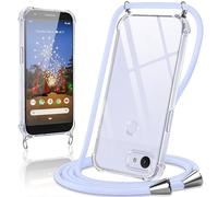Coiwxmoi Coque avec Cordon pour Google Pixel 3a 5.6",Collier Réglable Téléphone Étui Portable Lanyard Case Transparent Ultra Souple Silicone TPU Housse Antichoc Protection Cover pour Google 3a,Violet