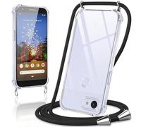 Coiwxmoi Coque avec Cordon pour Google Pixel 3a 5.6", Collier Réglable Téléphone Étui Portable Lanyard Case Transparent Ultra Souple Silicone TPU Housse Antichoc Protection Cover pour Google 3a, Noir