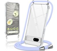 Coiwxmoi Coque avec Cordon pour Google Pixel 7a（5G） 6,1", Collier Réglable Téléphone Étui Portable Lanyard Case Transparent Souple Silicone TPU Housse Antichoc Protection Cover, Violet