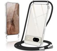 Coiwxmoi Coque avec Cordon pour Google Pixel 8a(5G) 6,1", Collier Réglable Téléphone Étui Portable Lanyard Case Transparent Souple Silicone TPU Housse Antichoc Protection Cover, Noir