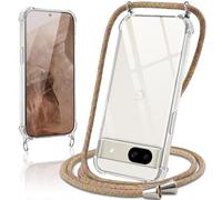 Coiwxmoi Coque avec Cordon pour Google Pixel 8a(5G) 6,1", Collier Réglable Téléphone Étui Portable Lanyard Case Transparent Souple Silicone TPU Housse Antichoc Protection Cover, Jaune