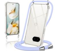 Coiwxmoi Coque avec Cordon pour Google Pixel 9A, Collier Réglable Téléphone Étui Portable Lanyard Case Transparent Ultra Souple Silicone TPU Housse Antichoc Protection Cover pour Google 9A 5G, Violet