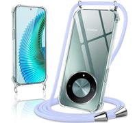 Coiwxmoi Coque avec Cordon pour Honor Magic 6 Lite 5G 6,78",Collier Réglable Téléphone Étui Lanyard Case Transparent Ultra Souple Silicone Housse Antichoc Protection Cover pour Magic 6 Lite 5G,Violet