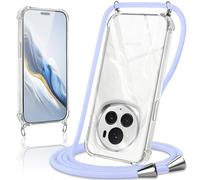 Coiwxmoi Coque avec Cordon pour Honor Magic 6 Pro 5G 6,8", Collier Réglable Téléphone Étui Portable Lanyard Case Transparent Ultra Souple Silicone TPU Housse Antichoc Protection Cover, Violet