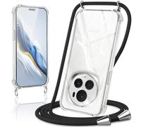 Coiwxmoi Coque avec Cordon pour Honor Magic 6 Pro 5G 6,8", Collier Réglable Téléphone Étui Portable Lanyard Case Transparent Ultra Souple Silicone TPU Housse Antichoc Protection Cover, Noir