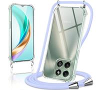 Coiwxmoi Coque avec Cordon pour Honor X6B 6,56", Collier Réglable Téléphone Étui Portable Lanyard Case Transparent Ultra Souple Silicone TPU Housse Antichoc Protection Cover pour Honor X6B, Violet