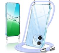 Coiwxmoi Coque avec Cordon pour Oppo A5 Pro 4G / 5G, Collier Réglable Téléphone Étui Portable Lanyard Case Transparent Ultra Souple Silicone TPU Housse Antichoc Protection Cover, Violet