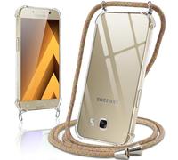 Coiwxmoi Coque avec Cordon pour Samsung Galaxy A5 2017 5,2", Collier Réglable Téléphone Étui Portable Lanyard Case Transparent Ultra Souple Silicone TPU Housse Antichoc Protection Cover, Jaune