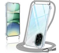 Coiwxmoi Coque avec Cordon pour Xiaomi Redmi A5 4G, Collier Réglable Téléphone Étui Portable Lanyard Case Transparent Ultra Souple Silicone TPU Housse Antichoc Protection Cover, Gris
