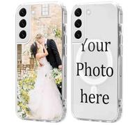 Coiwxmoi Coque Personnalisée Magnétique pour Samsung Galaxy S21 FE 5G 6,4" Compatible avec MagSafe, Personnalisable Étui avec Photo Image Texte Nom, Personnaliser Custom Housse, Transparent