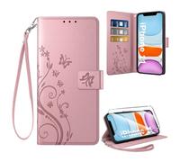 Coiwxmoi Coque pour iPhone 11 + 1 Verre Trempé, Retro Design Housse Premium en Cuir PU Pochette de Portefeuille pour Porte Cartes Fonction Stand Flip Etui pour iPhone 11, Gold