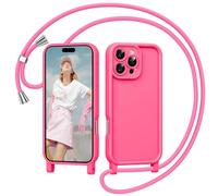 Coiwxmoi Coque pour iPhone 15 Pro Max avec Cordon Collier, Cover, Rose