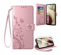 Coiwxmoi Coque pour Samsung Galaxy A12/M12 + 1 Verre Trempé, Retro Design Housse Premium en Cuir PU Pochette de Portefeuille pour Porte Cartes Fonction Stand Flip Etui pour Samsung A12, Gold