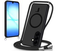 Coiwxmoi Coque pour Samsung Galaxy A17 avec Cordon de Collier, [Compatibel mit Magsafe] Magnétique Antichoc Translucide Mat Arrière Housse avec Corde Réglable Téléphone Étui Portable Lanyard Case-Noir