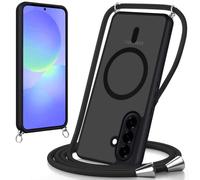 Coiwxmoi Coque pour Samsung Galaxy A36 avec Cordon de Collier, [Compatibel mit Magsafe] Magnétique Antichoc Translucide Mat Arrière Housse avec Corde Réglable Téléphone Étui Portable Lanyard Case-Noir