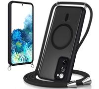 Coiwxmoi Coque pour Samsung S20 FE avec Cordon de Collier, [Compatibel mit Magsafe] Magnétique Antichoc Translucide Mat Arrière Housse avec Corde Réglable Téléphone Étui Case-Noir