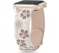 Coiwxmoi Floral Gravés Bracelets Compatible avec Bracelet Apple Watch 44mm 42mm 46mm 45mm 49mm Femme, Silicone Compatible avec iWatch Serie 11 10 9 8 7 6 5 4, SE 3 2 1,Abricot