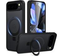 Coiwxmoi Mag-Stand Coque Magnétique pour Google Pixel 9/9 Pro avec Support Invisible,Compatible avec MagSafe,Etui Anti-Rayures PC Dur Housse Arrière Mat Translucide Protection Case 6,3",Noir