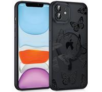 Coiwxmoi Magnétique Coque pour iPhone 12 Mini 5,4", Aesthetic Motif Papillon Étui Compatible avec MagSafe, Translucide Mat Filles Case Mince Silicone TPU + PC Rigide Antichoc Protection Housse, Noir