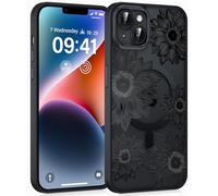 Coiwxmoi Magnétique Coque pour iPhone 13 Mini 5,4", Aesthetic Motif Fleur Étui Compatible avec MagSafe, Translucide Mat Filles Case Mince Silicone TPU + PC Rigide Antichoc Protection Housse, Noir 01